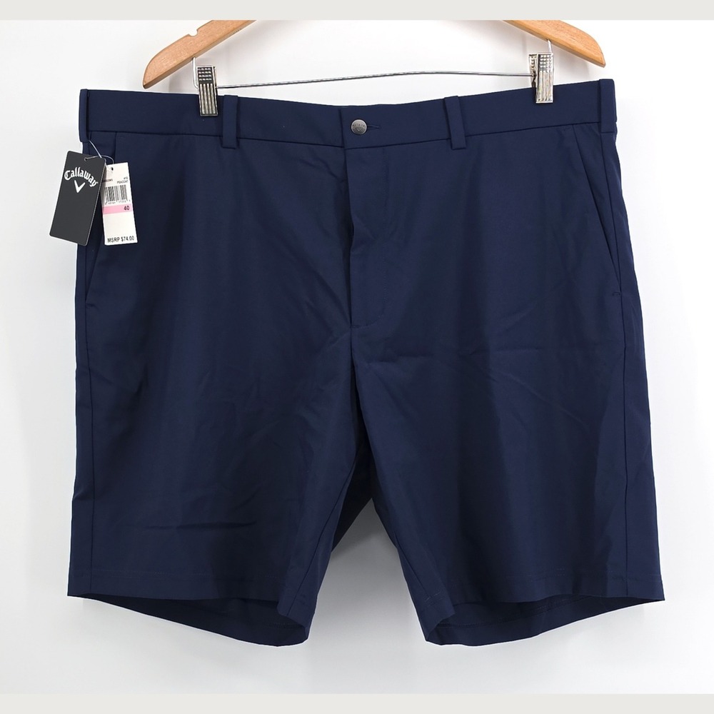 Callaway Mens Golf Shorts 40 Navy Blue Opti-Dri Stretch 9 Inseam NWT